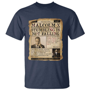 Malcolm X T Shirt Stumbling Is Not Falling Civil Rights Leader TS12 Navy Print Your Wear
