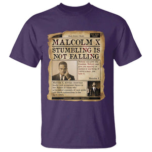 Malcolm X T Shirt Stumbling Is Not Falling Civil Rights Leader TS12 Purple Print Your Wear