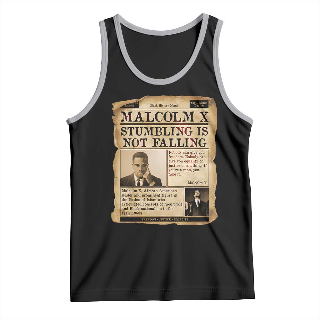 Malcolm X Tank Top Stumbling Is Not Falling Civil Rights Leader TS12 Black Athletic Heather Print Your Wear