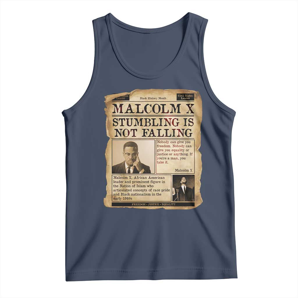 Malcolm X Tank Top Stumbling Is Not Falling Civil Rights Leader TS12 Navy Print Your Wear