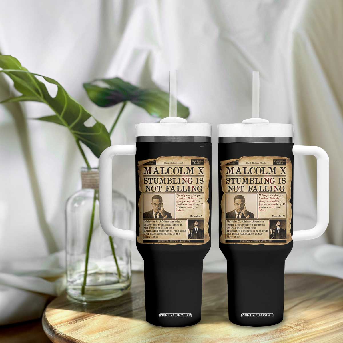 Malcolm X Tumbler With Handle Stumbling Is Not Falling Civil Rights Leader TS12 Print Your Wear