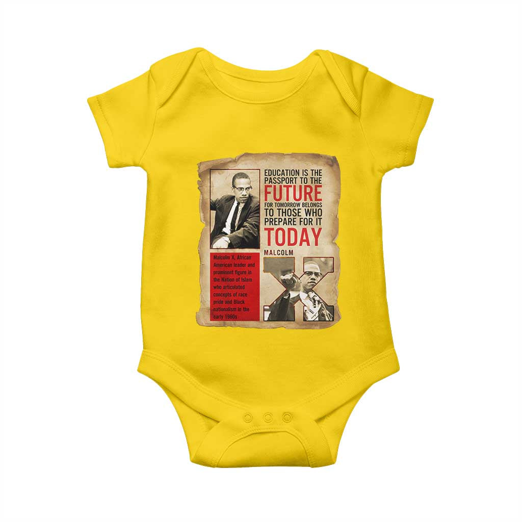 Education Is The Passport To The Future Malcolm X Wisdom Baby Onesie TS12 Daisy Print Your Wear