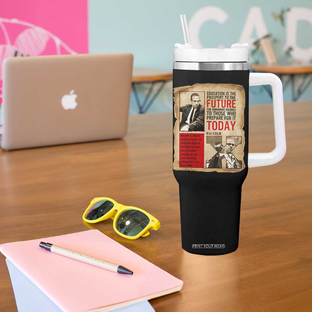 Education Is The Passport To The Future Malcolm X Wisdom Tumbler With Handle TS12 Print Your Wear