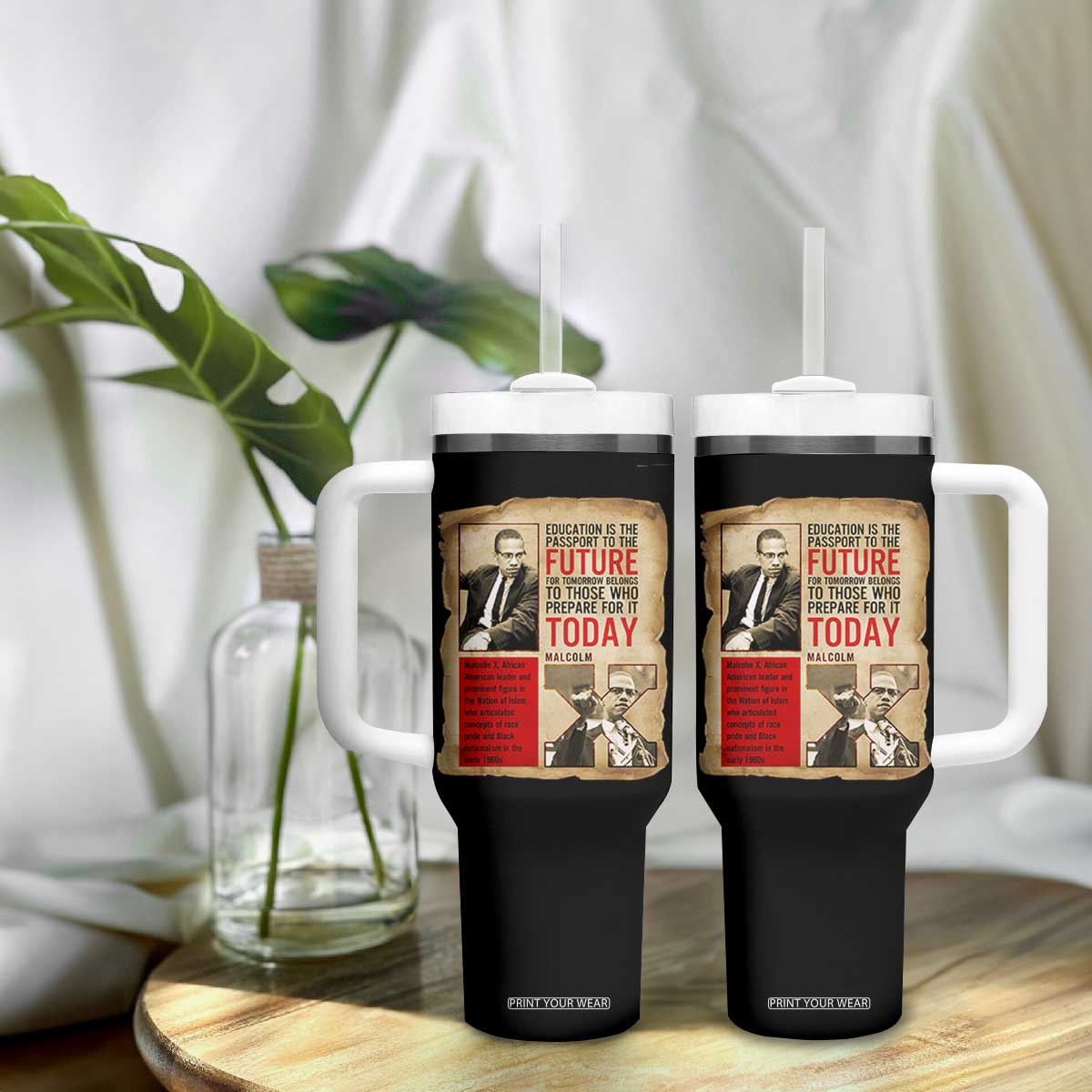 Education Is The Passport To The Future Malcolm X Wisdom Tumbler With Handle TS12 Print Your Wear