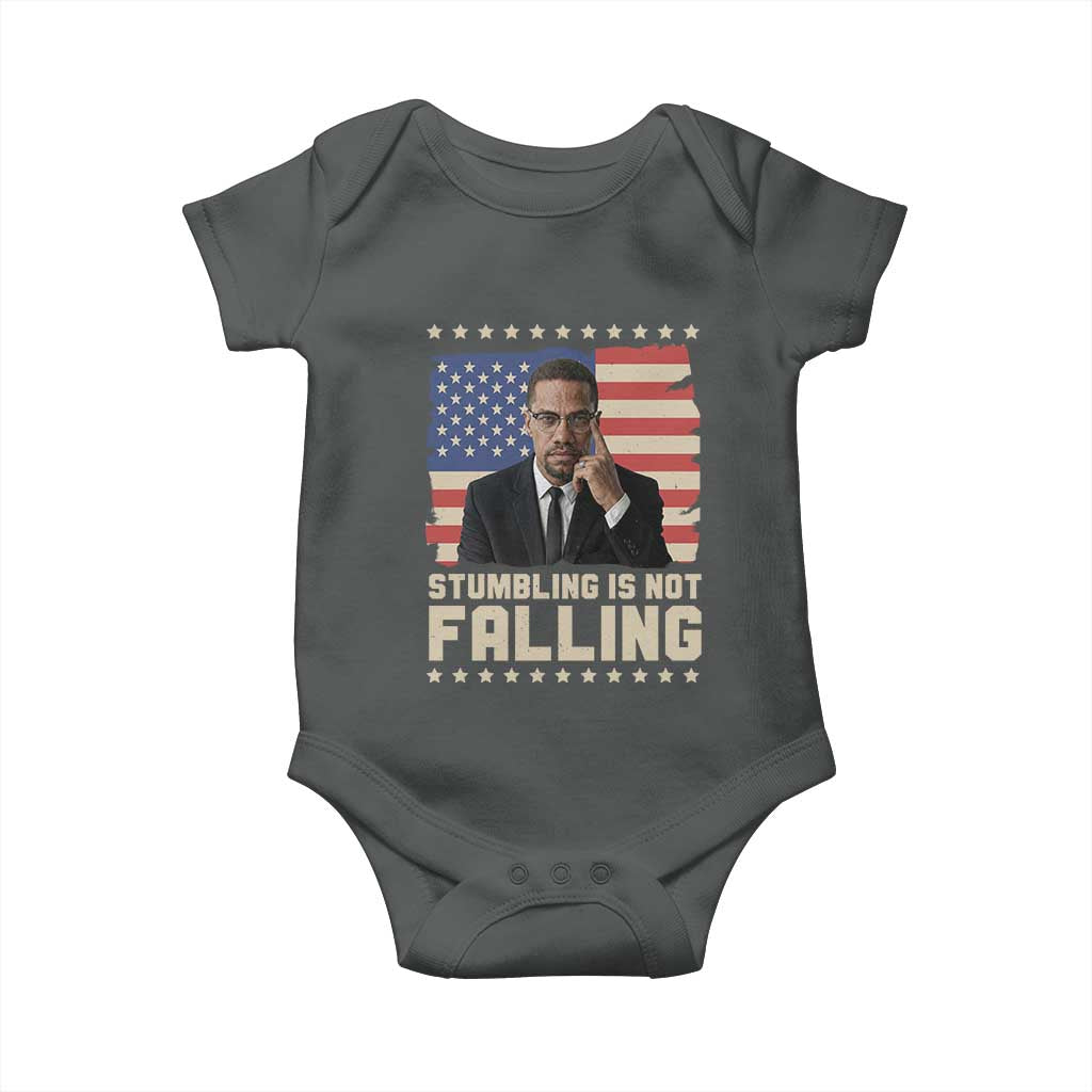 African American Pride Gift Baby Onesie Malcolm X TS12 Dark Heather Print Your Wear