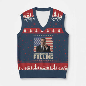 African American Pride Gift V-Neck Knit Sweater Vest Malcolm X TS12 Navy Red Print Your Wear