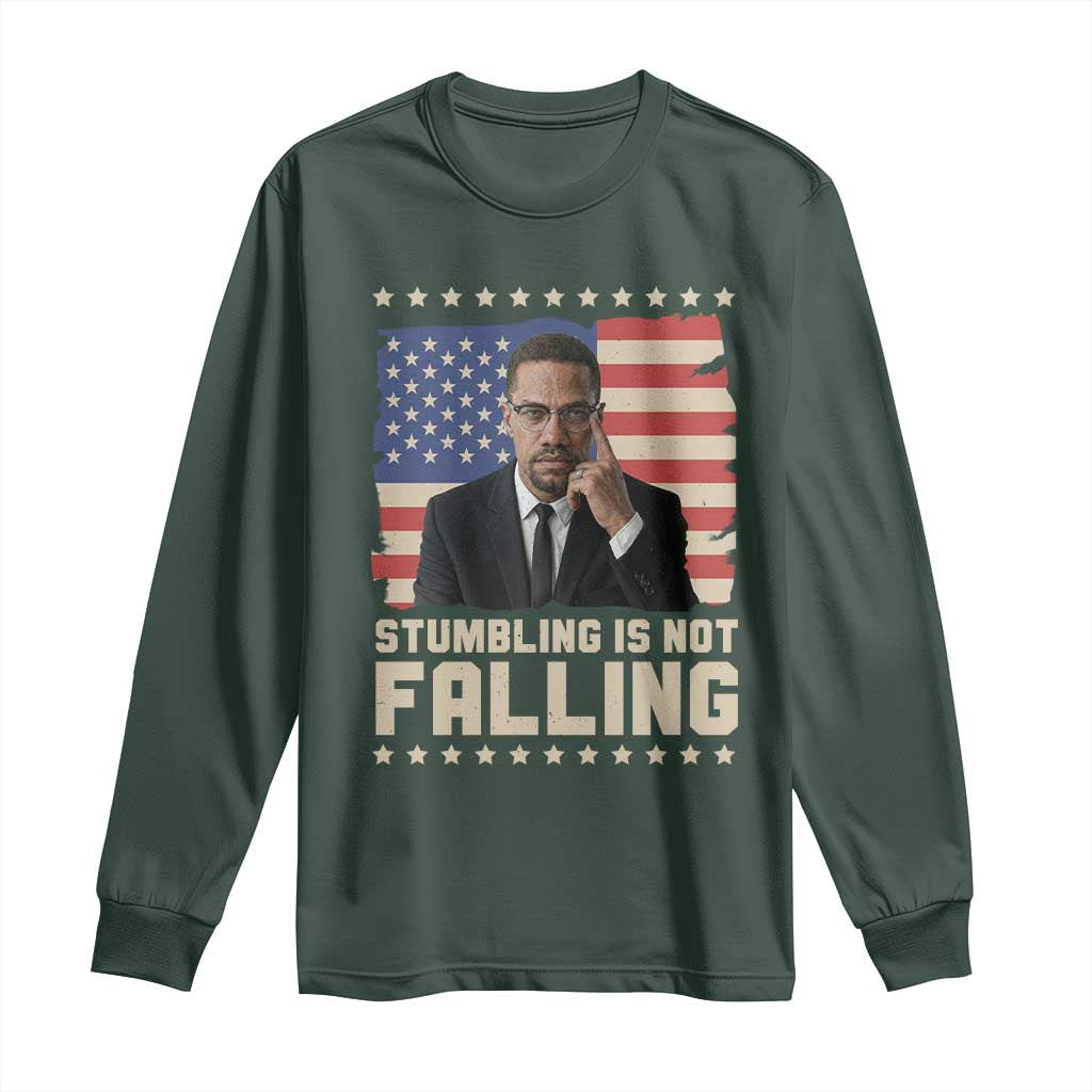 African American Pride Gift Long Sleeve Shirt Malcolm X TS12 Dark Forest Green Print Your Wear