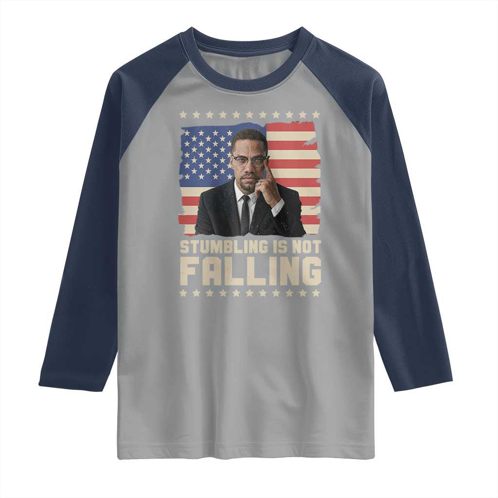 African American Pride Gift Raglan Shirt Malcolm X TS12 Sport Gray Navy Print Your Wear