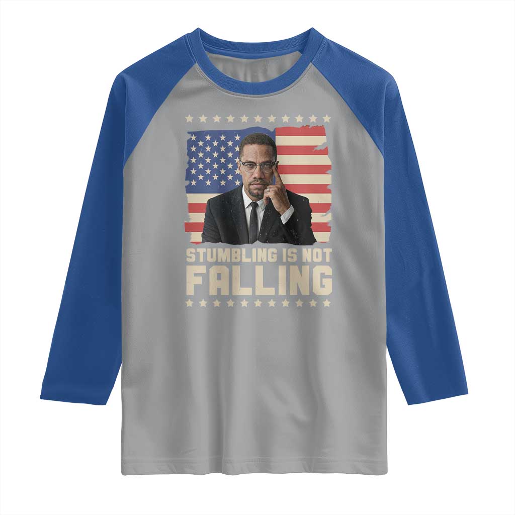 African American Pride Gift Raglan Shirt Malcolm X TS12 Sport Gray Royal Print Your Wear