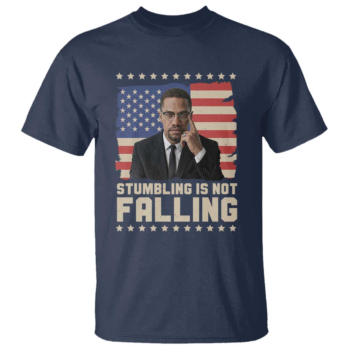 African American Pride Gift T Shirt Malcolm X TS12 Navy Print Your Wear