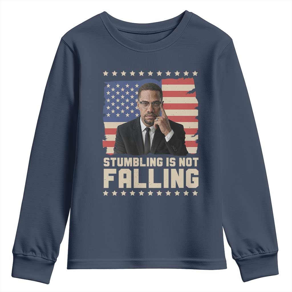 African American Pride Gift Youth Sweatshirt Malcolm X TS12 Navy Print Your Wear