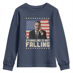 African American Pride Gift Youth Sweatshirt Malcolm X TS12 Navy Print Your Wear
