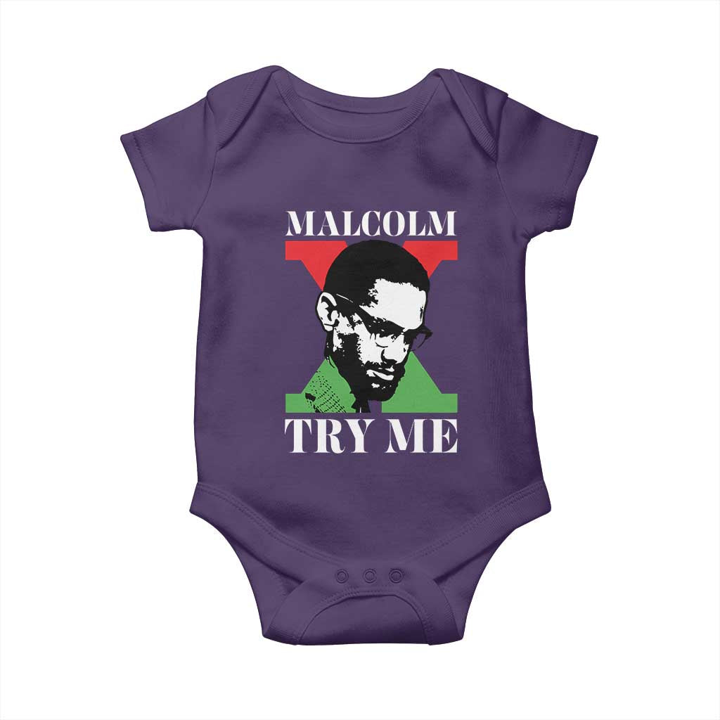 Malcolm X Try Me Baby Onesie American Civil Rights Leader Quote TS12 Purple Print Your Wear