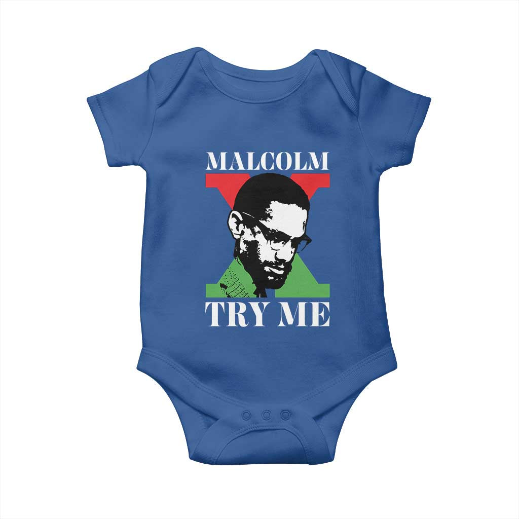 Malcolm X Try Me Baby Onesie American Civil Rights Leader Quote TS12 Royal Blue Print Your Wear
