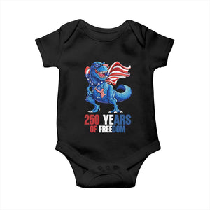 Funny Patriotic Dinosaur Baby Onesie 250 Years Of Freedom TS12 Black Print Your Wear
