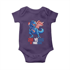 Funny Patriotic Dinosaur Baby Onesie 250 Years Of Freedom TS12 Purple Print Your Wear