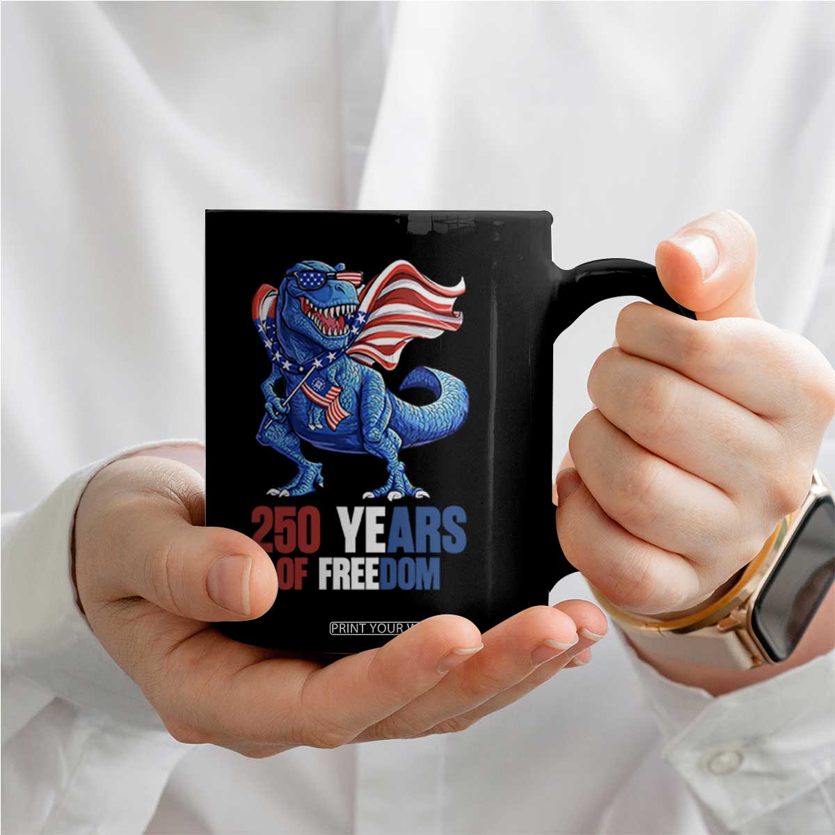 Funny Patriotic Dinosaur Coffee Mug 250 Years Of Freedom TS12 Print Your Wear