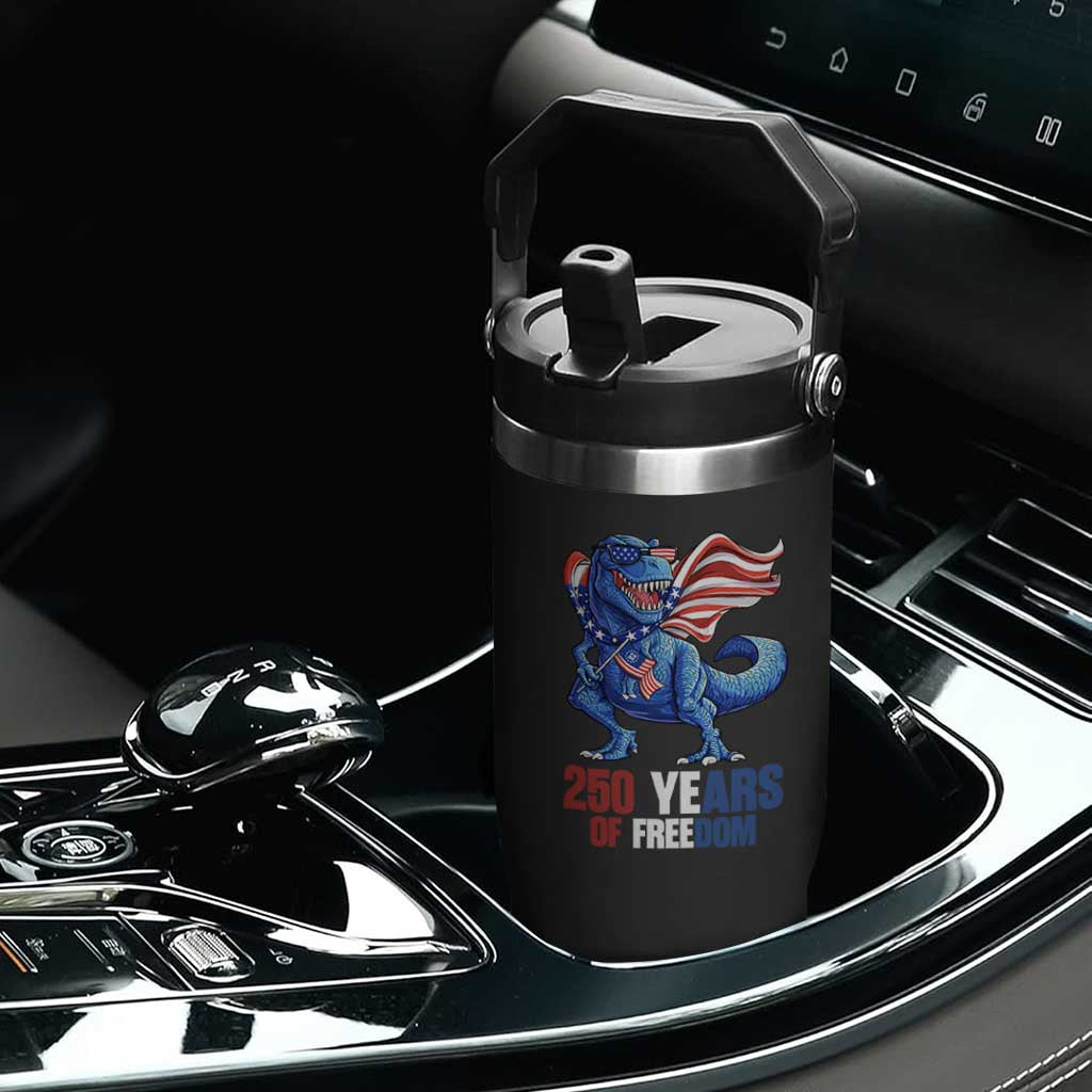 Funny Patriotic Dinosaur Flip Straw Tumbler 250 Years Of Freedom TS12 Print Your Wear