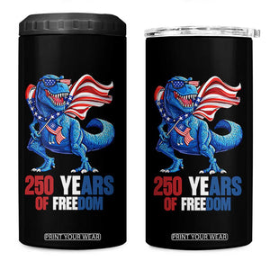 Funny Patriotic Dinosaur 4 in 1 Can Cooler Tumbler 250 Years Of Freedom TS12 One Size: 16 oz Black Print Your Wear