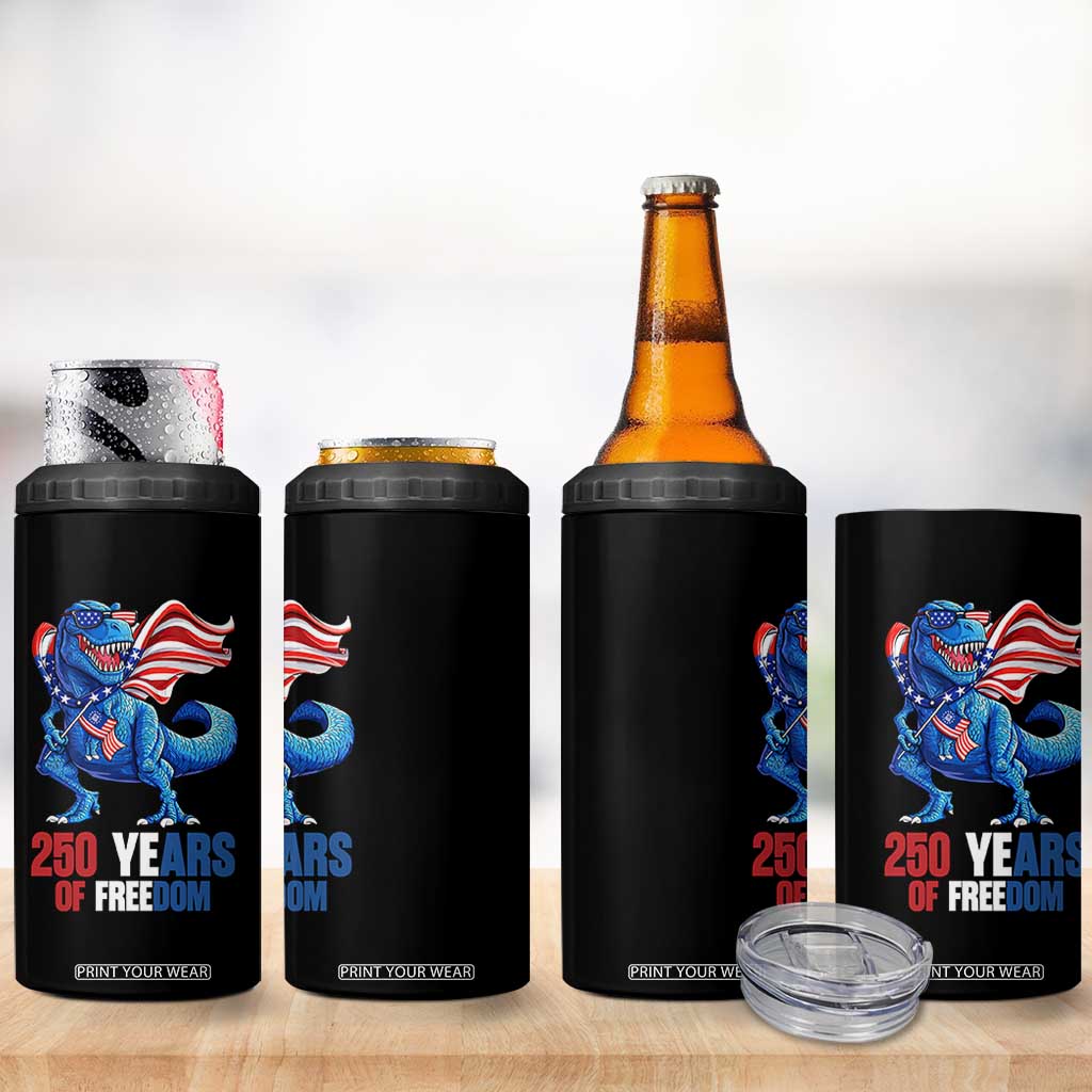 Funny Patriotic Dinosaur 4 in 1 Can Cooler Tumbler 250 Years Of Freedom TS12 Print Your Wear