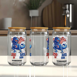 Funny Patriotic Dinosaur Glass Can 250 Years Of Freedom TS12 Print Your Wear