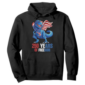 Funny Patriotic Dinosaur Hoodie 250 Years Of Freedom TS12 Black Print Your Wear