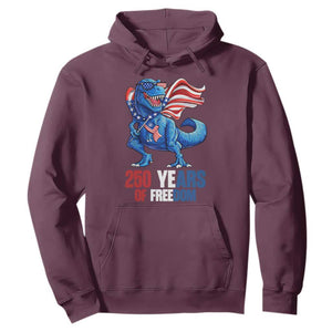 Funny Patriotic Dinosaur Hoodie 250 Years Of Freedom TS12 Maroon Print Your Wear