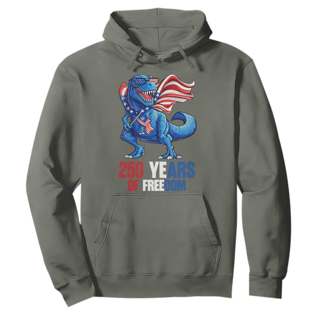Funny Patriotic Dinosaur Hoodie 250 Years Of Freedom TS12 Military Green Print Your Wear