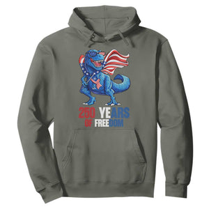 Funny Patriotic Dinosaur Hoodie 250 Years Of Freedom TS12 Military Green Print Your Wear