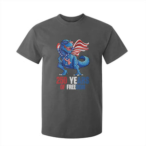 Funny Patriotic Dinosaur T Shirt For Kid 250 Years Of Freedom TS12 Dark Heather Print Your Wear