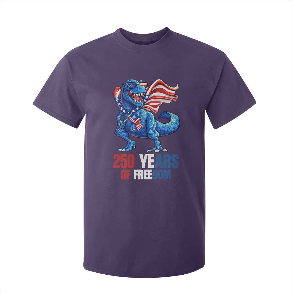 Funny Patriotic Dinosaur T Shirt For Kid 250 Years Of Freedom TS12 Purple Print Your Wear