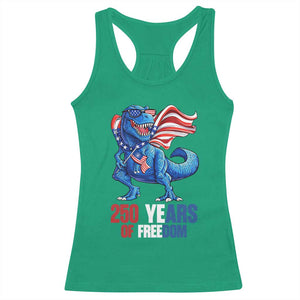 Funny Patriotic Dinosaur Racerback Tank Top 250 Years Of Freedom TS12 Irish Green Print Your Wear