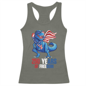 Funny Patriotic Dinosaur Racerback Tank Top 250 Years Of Freedom TS12 Military Green Print Your Wear