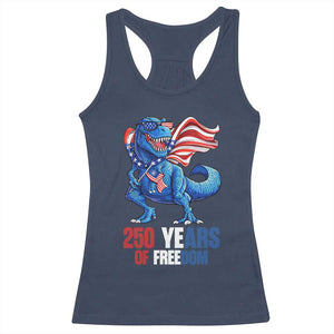 Funny Patriotic Dinosaur Racerback Tank Top 250 Years Of Freedom TS12 Navy Print Your Wear