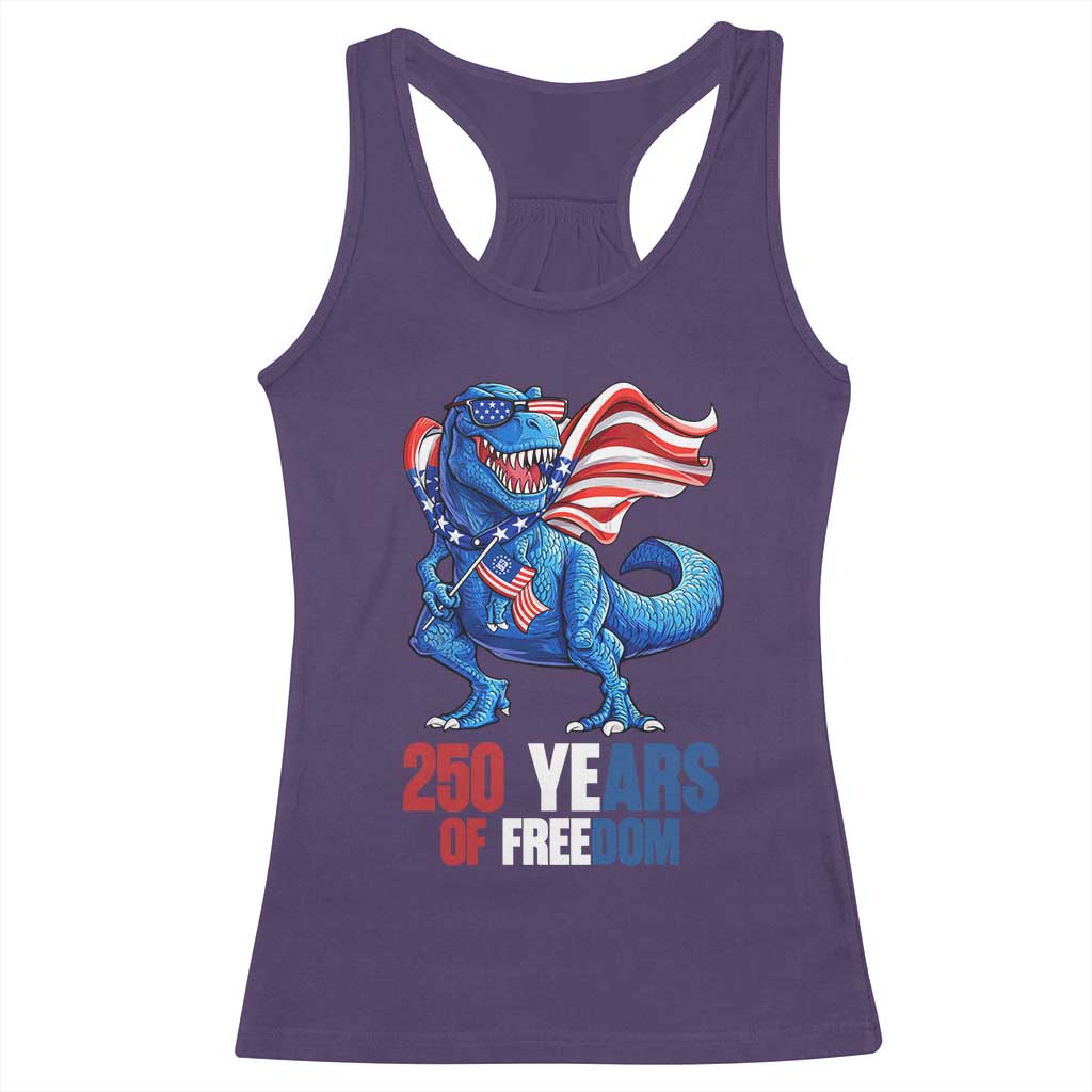 Funny Patriotic Dinosaur Racerback Tank Top 250 Years Of Freedom TS12 Purple Print Your Wear