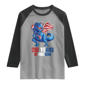 Funny Patriotic Dinosaur Raglan Shirt 250 Years Of Freedom TS12 Sport Gray Black Print Your Wear
