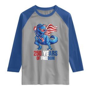 Funny Patriotic Dinosaur Raglan Shirt 250 Years Of Freedom TS12 Sport Gray Royal Print Your Wear