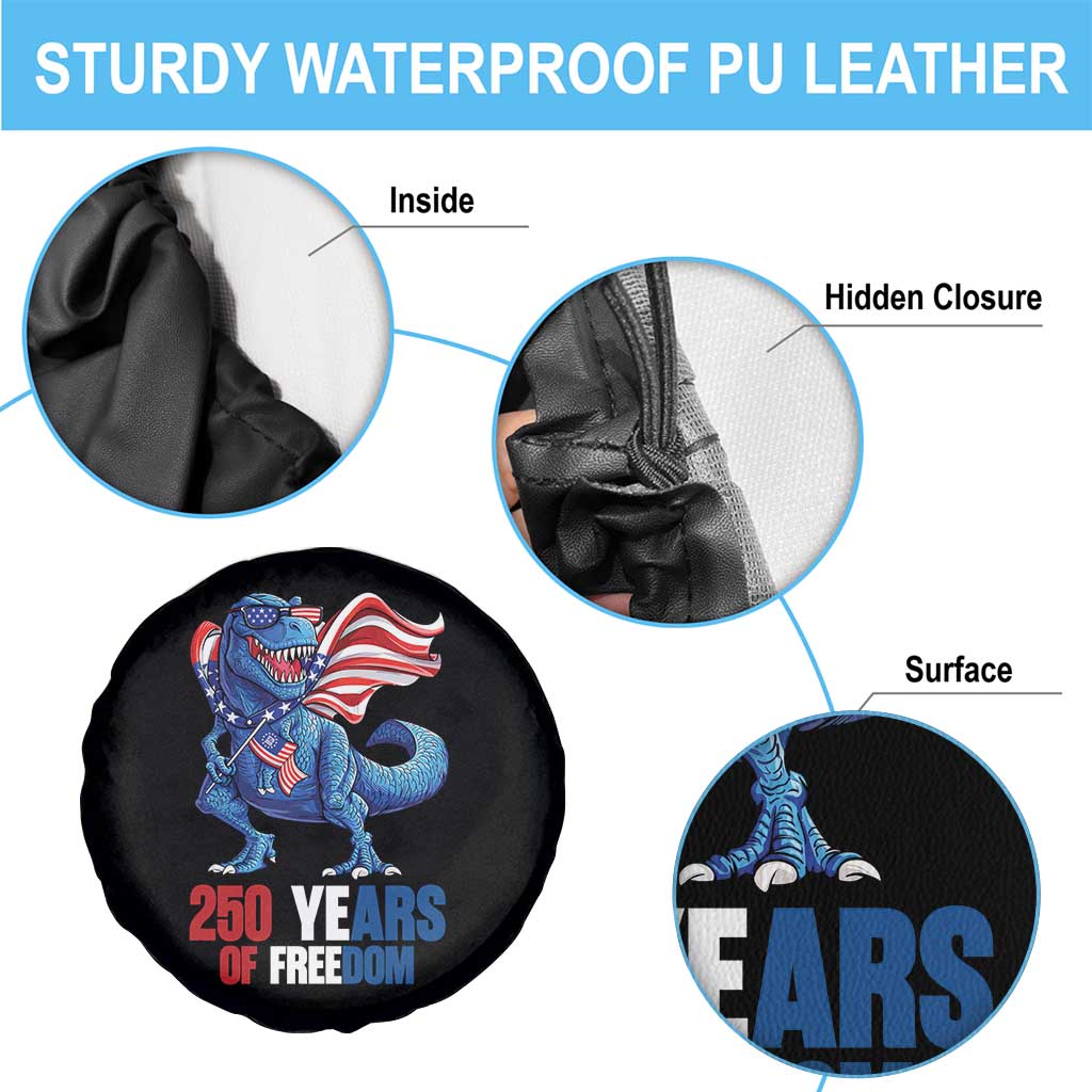 Funny Patriotic Dinosaur Spare Tire Cover 250 Years Of Freedom TS12 Print Your Wear