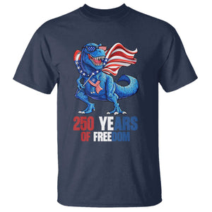 Funny Patriotic Dinosaur T Shirt 250 Years Of Freedom TS12 Navy Print Your Wear