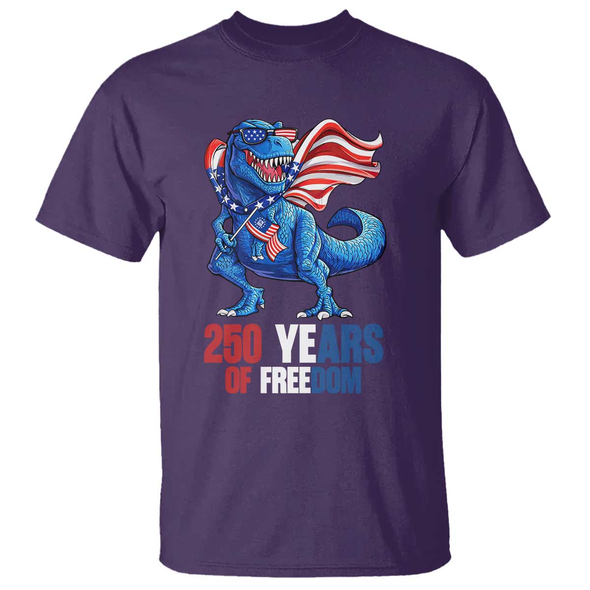 Funny Patriotic Dinosaur T Shirt 250 Years Of Freedom TS12 Purple Print Your Wear