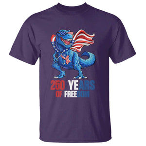 Funny Patriotic Dinosaur T Shirt 250 Years Of Freedom TS12 Purple Print Your Wear