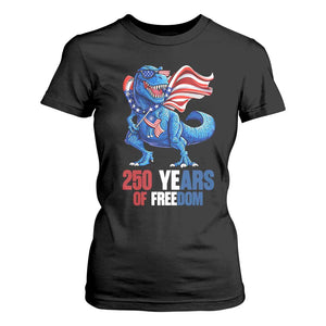 Funny Patriotic Dinosaur T Shirt For Women 250 Years Of Freedom TS12 Black Print Your Wear