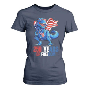 Funny Patriotic Dinosaur T Shirt For Women 250 Years Of Freedom TS12 Navy Print Your Wear