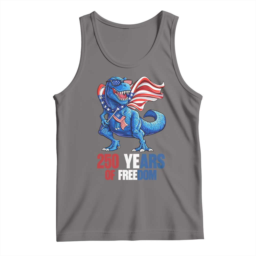 Funny Patriotic Dinosaur Tank Top 250 Years Of Freedom TS12 Deep Heather Print Your Wear