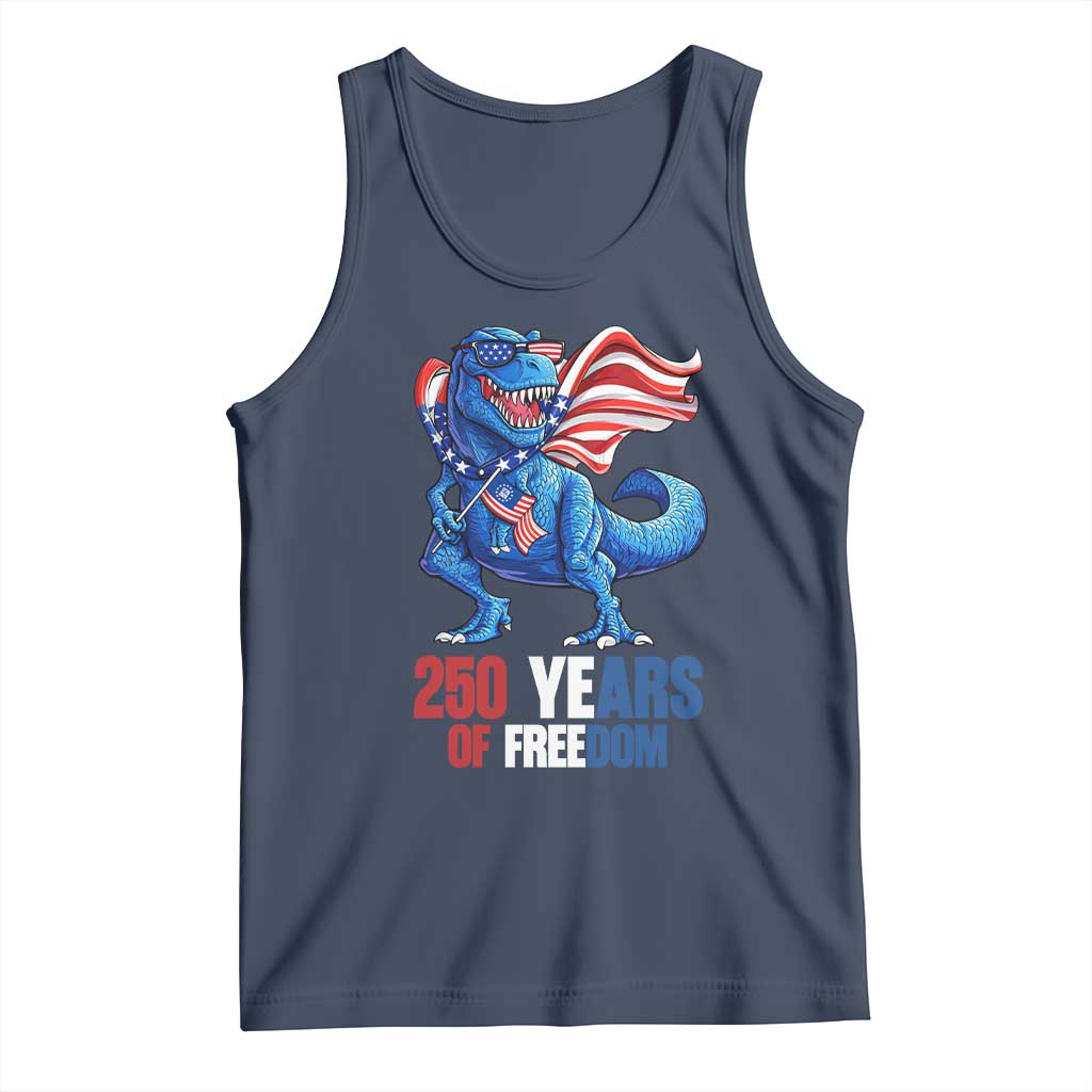 Funny Patriotic Dinosaur Tank Top 250 Years Of Freedom TS12 Navy Print Your Wear
