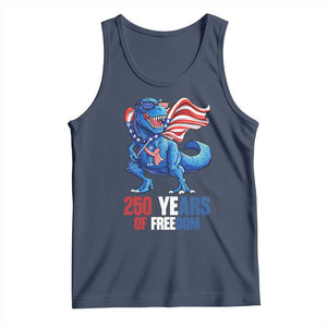 Funny Patriotic Dinosaur Tank Top 250 Years Of Freedom TS12 Navy Print Your Wear