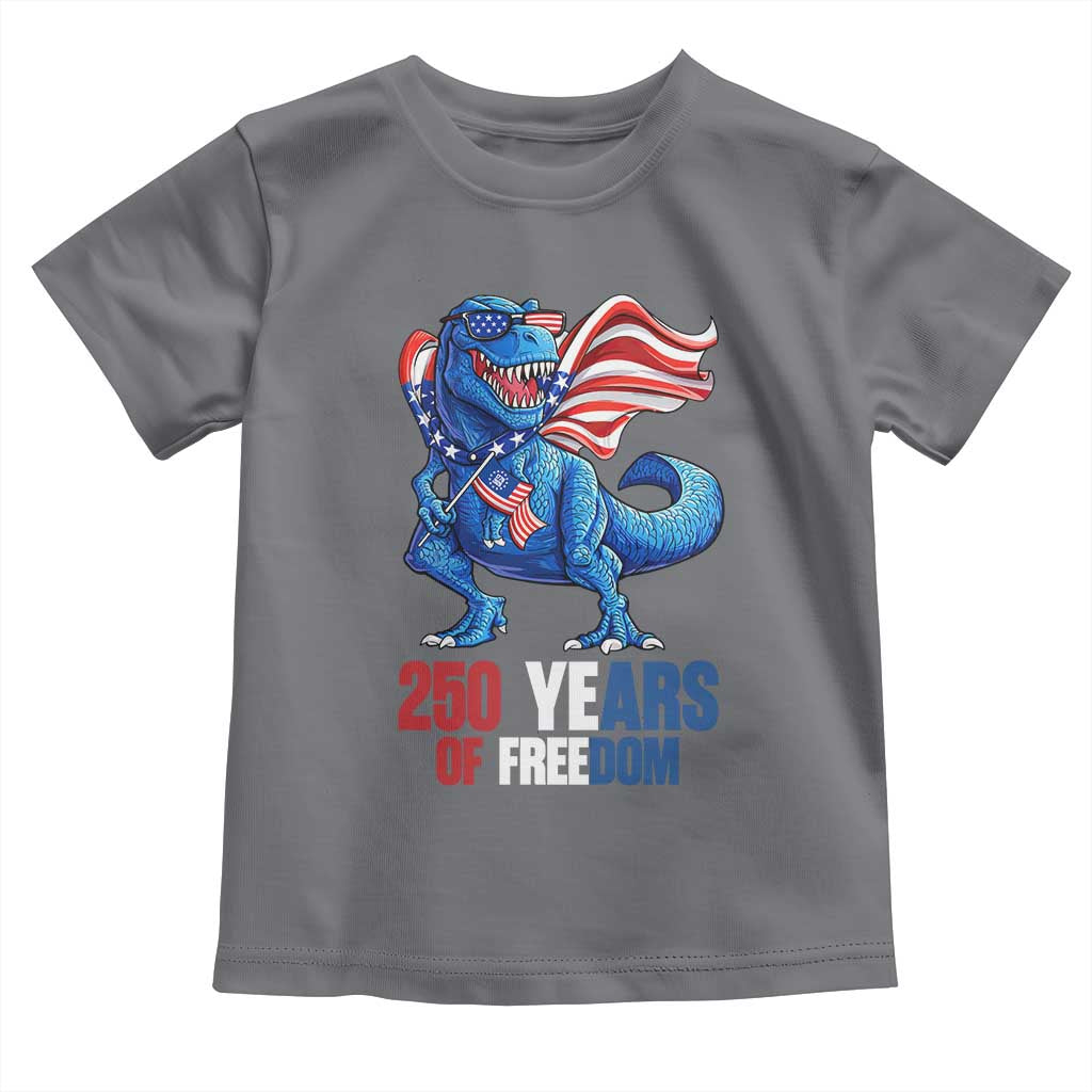 Funny Patriotic Dinosaur Toddler T Shirt 250 Years Of Freedom TS12 Charcoal Print Your Wear