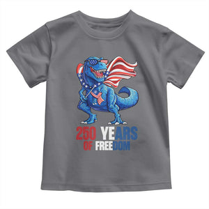 Funny Patriotic Dinosaur Toddler T Shirt 250 Years Of Freedom TS12 Charcoal Print Your Wear