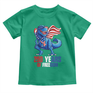 Funny Patriotic Dinosaur Toddler T Shirt 250 Years Of Freedom TS12 Irish Green Print Your Wear