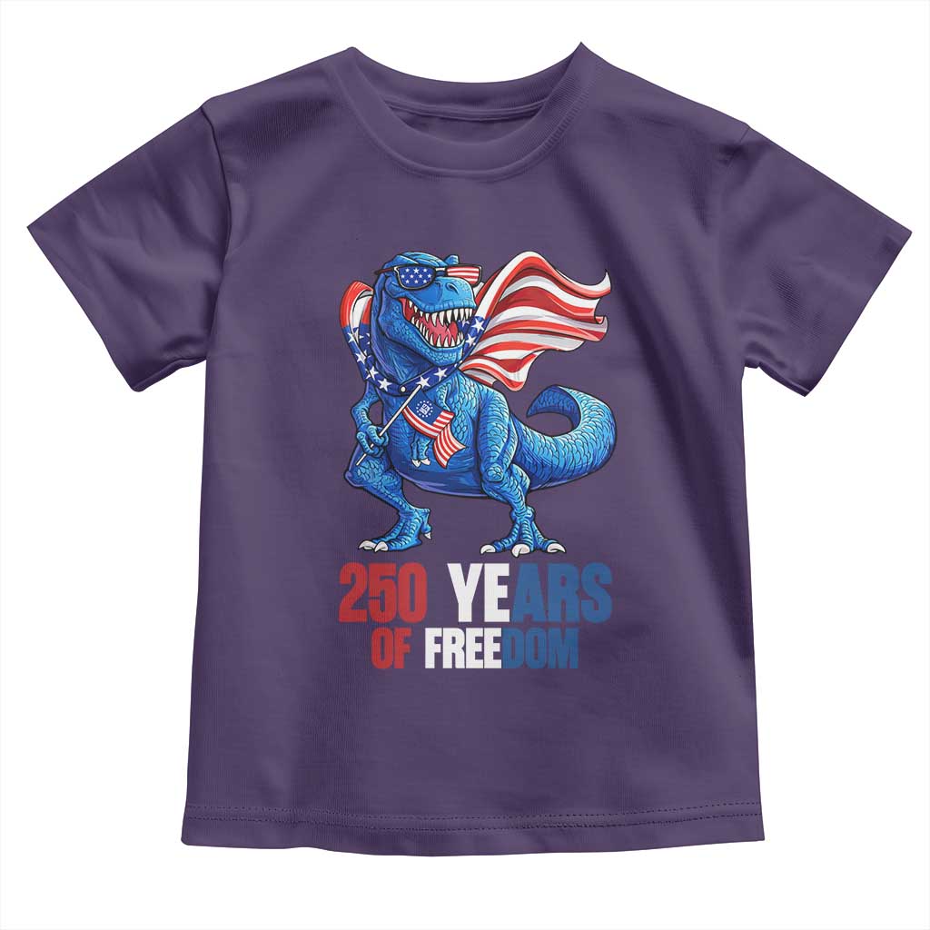 Funny Patriotic Dinosaur Toddler T Shirt 250 Years Of Freedom TS12 Purple Print Your Wear